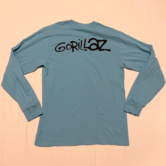 Vintage Gorillaz Long Sleeve T Shirt Double Sided Graphic Size Medium Y2K Blue - Picture 9 of 16